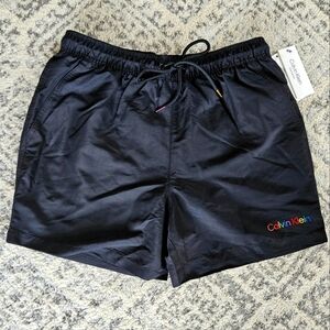 Calvin Klein CK Swim Trunks M Black UPF 40+ Lined NWT